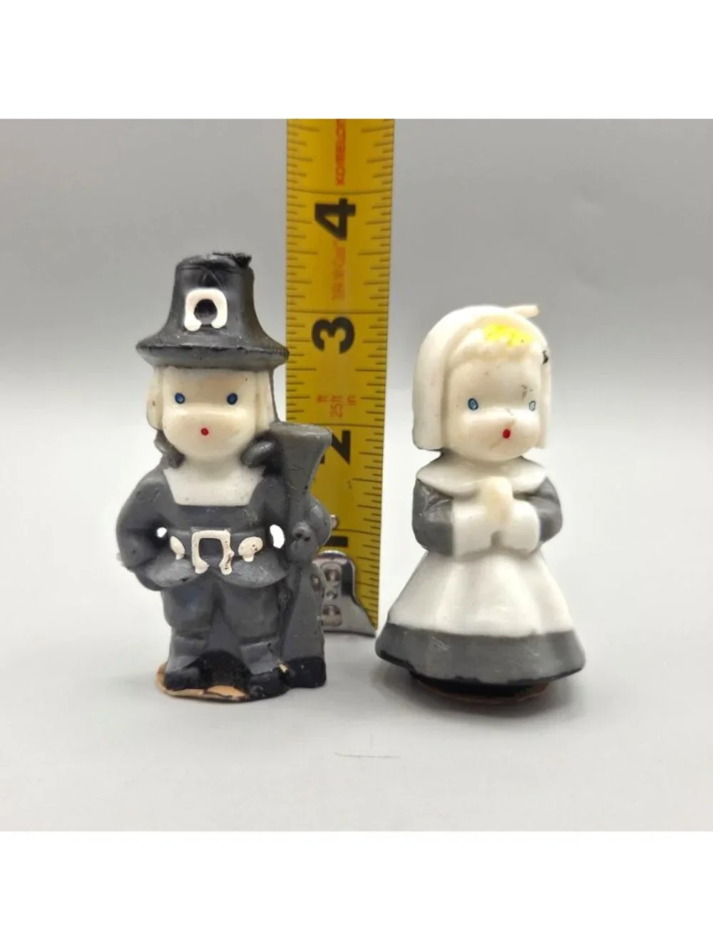Vintage Gurley Pilgrim Figure Candles Thanksgiving Decor Set Of 2